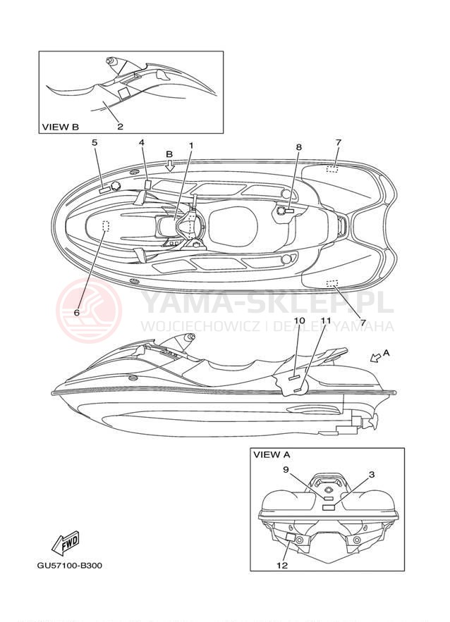 Schemat "naklejki" do Yamaha SUV1200 SV1200B