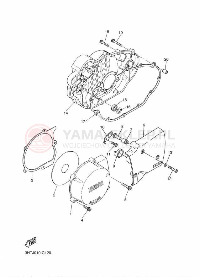 Schemat "Pokrywa silnika" do Yamaha SR400 SR400FGY/SR400FCGY