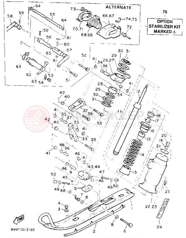 Schemat "płozy" do Yamaha PHAZER II ST PZ480STT