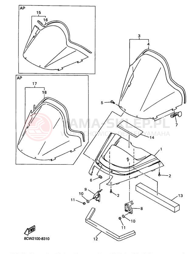 Schemat "Szyba" do Yamaha VENTURE 500 VT500B/VT600B