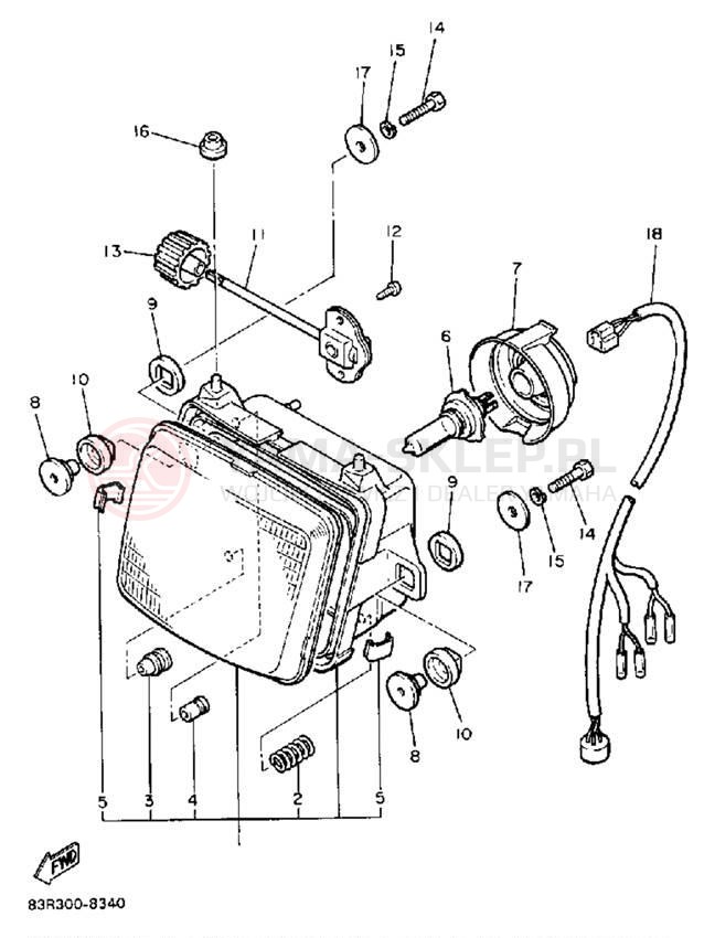 Schemat "Lampa przód" do Yamaha VK540 VK540M