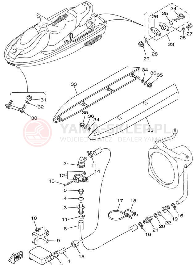 Schemat "HULL & DECK" do Yamaha WAVE RUNNER XL700 XL700X