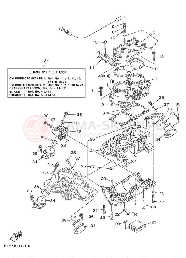 Schemat "Obudowa silnika - cylinder" do Yamaha XLT800 XA800AC