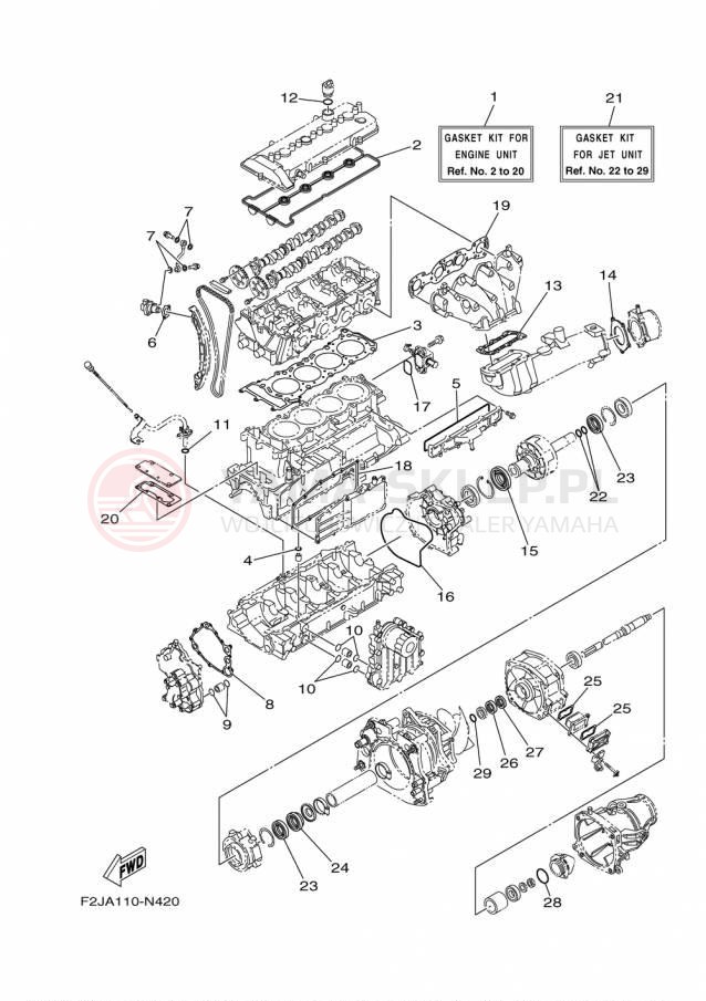 Schemat "Zestaw naprawczy" do Yamaha 212X XAT1800AP/XAT1800BP