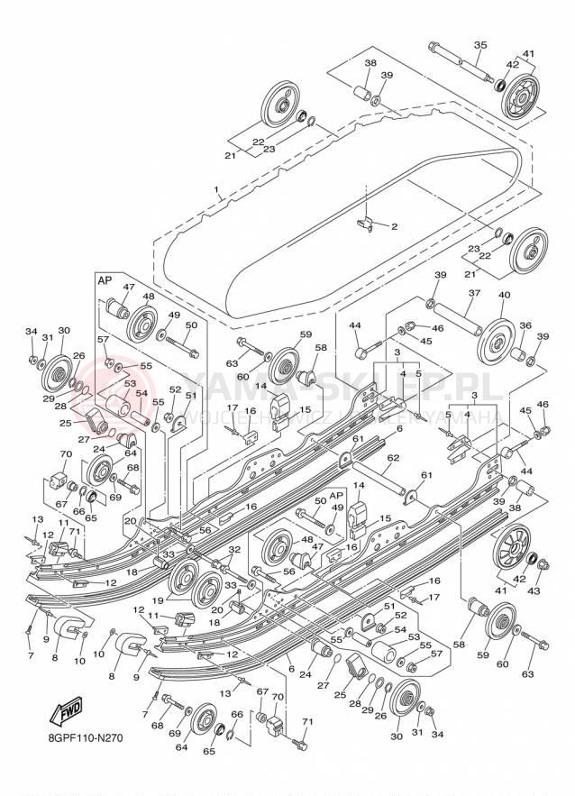 Schemat "Zawieszenie gąsiennicy" do Yamaha PHAZER MTX PZ50MTFB