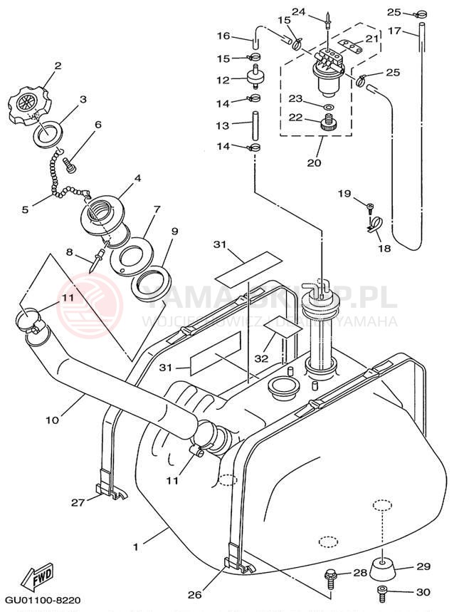 Schemat "zbiornik paliwa" do Yamaha WAVE RUNNER GP800W GP800W