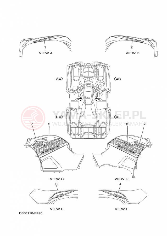 Schemat "naklejki" do Yamaha GRIZZLY 700 EPS SE YFM700PSFS