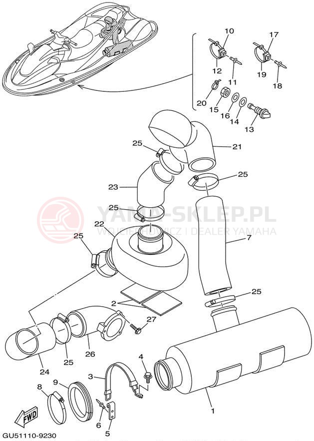Schemat "Wydech końcowy" do Yamaha SV1200/SV1200/SV1200Z