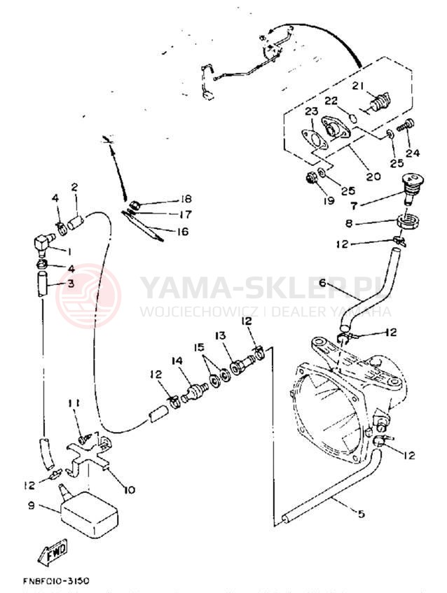 Schemat "HULL & DECK" do Yamaha WAVE RUNNER VXR WRB650R