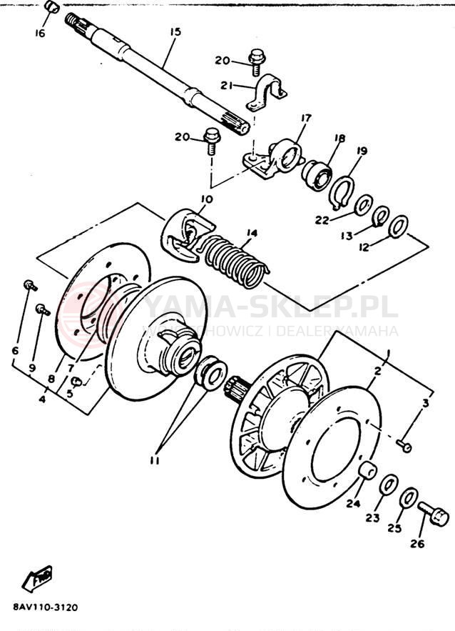 Schemat "Przeniesienie napędu" do Yamaha EXCITER II EX570T