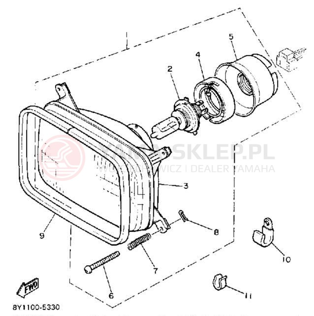 Schemat "Lampa przód" do Yamaha BRAVO LT (LONG TRACK) BR250TR