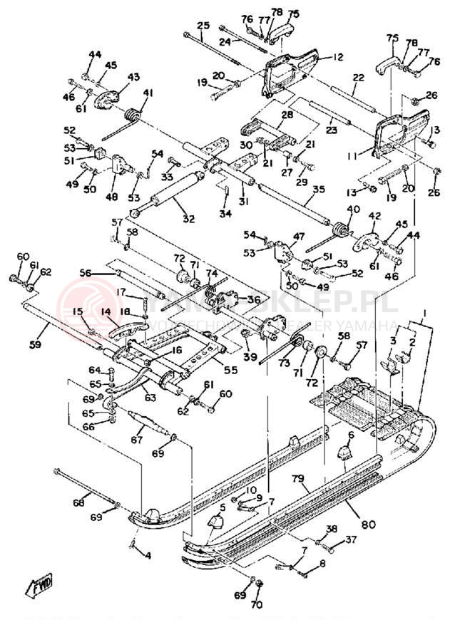 Schemat "TRACK SUSPENSION" do Yamaha ET340EC