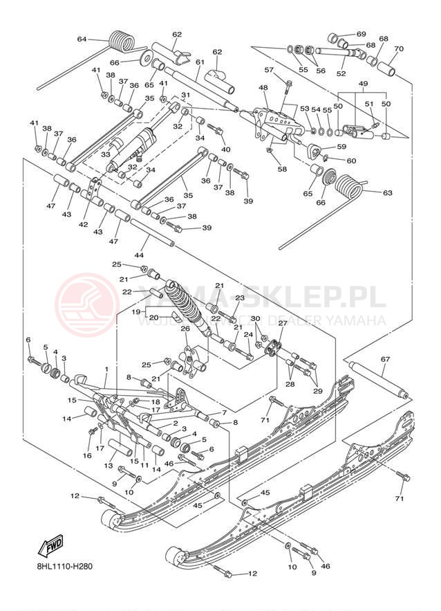 Schemat "Zawieszenie gąsiennicy" do Yamaha FXNYTRO XTX FX10XTYL/FX10XTYW