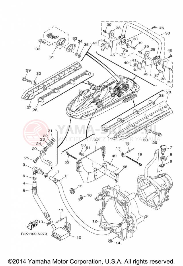 Schemat "HULL & DECK" do Yamaha WAVERUNNER FZR GX1800P
