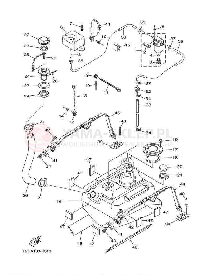 Schemat "zbiornik paliwa" do Yamaha WAVERUNNER FZS GX1800AK