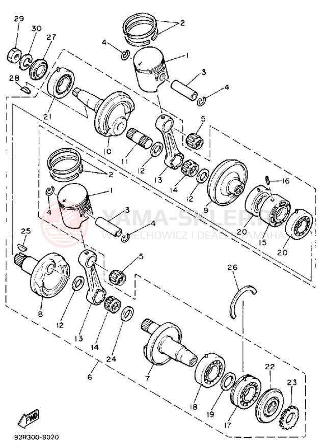 Schemat "Wał korbowy, tłok" do Yamaha VK540 VK540M
