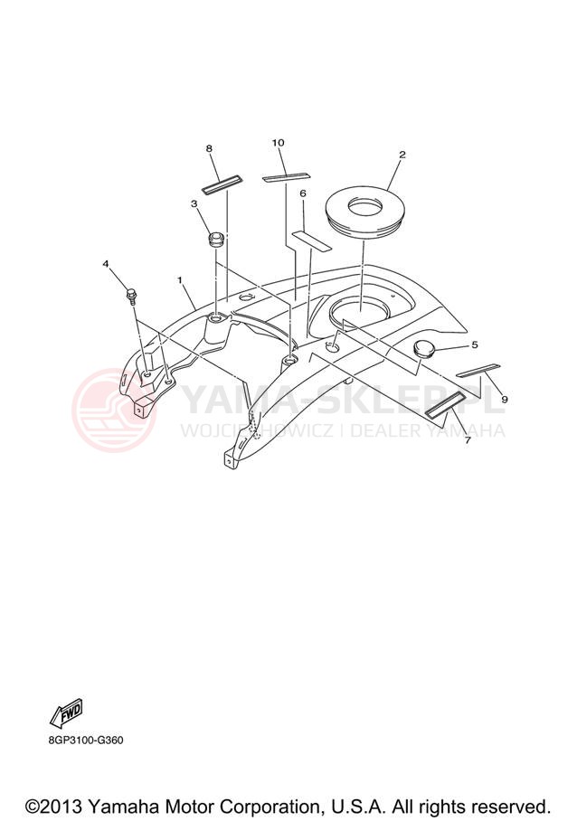 Schemat "INSTRUMENT PANEL" do Yamaha PHAZER MTX PZ50MTXL/PZ50MTXW