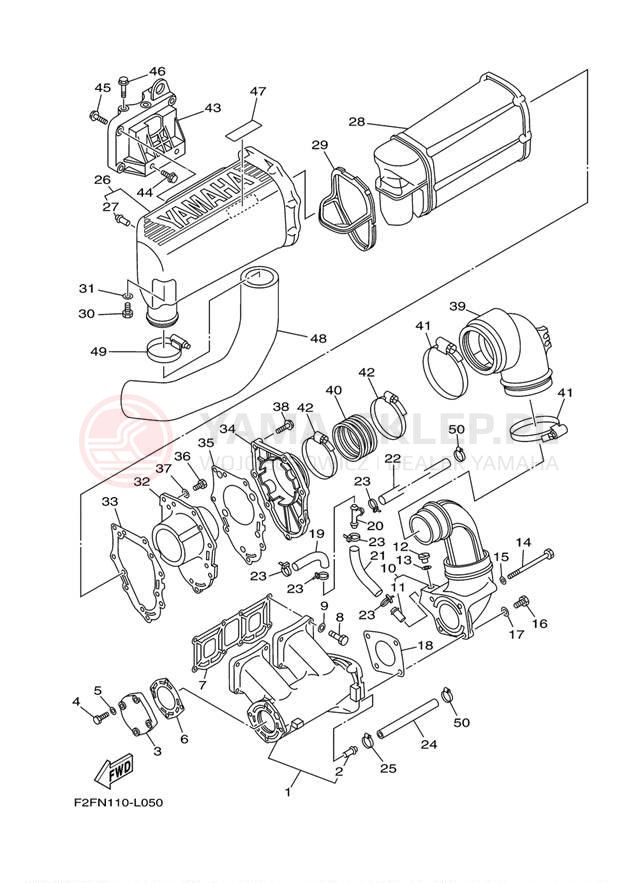 Schemat "wydech" do Yamaha WAVERUNNER SUPER JET SJ700BL