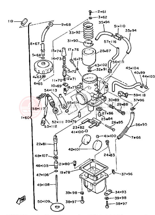 Schemat "gaźnik" do Yamaha V-MAX VMX540K