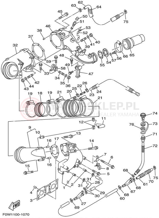 Schemat "wydech" do Yamaha GP800R GP800AZ