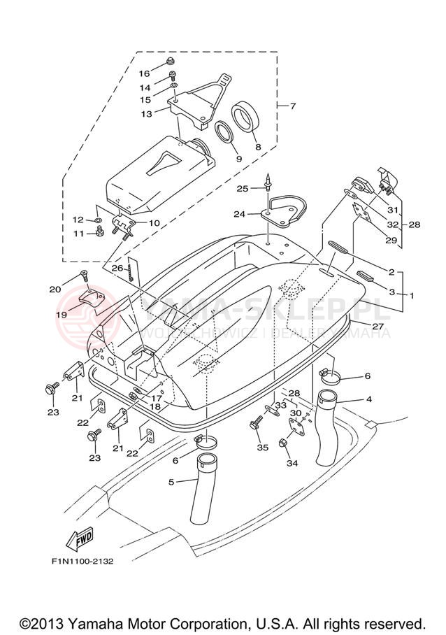 Schemat "ENGINE HATCH" do Yamaha WAVERUNNER SUPER JET SJ700BJ
