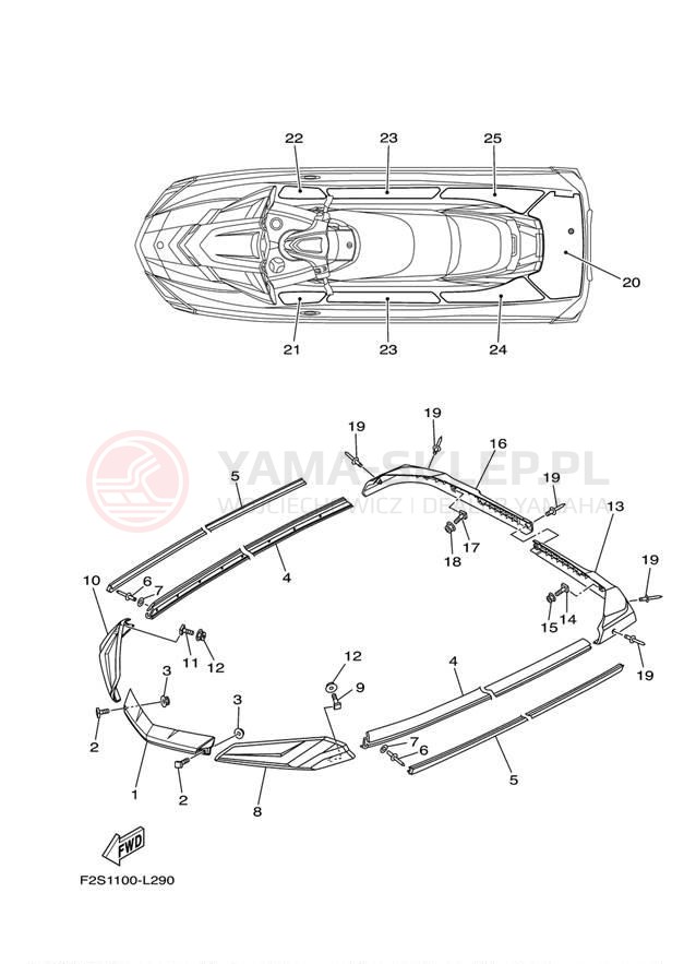 Schemat "GUNWALE - MAT" do Yamaha FX CRUISER SHO FA1800AM