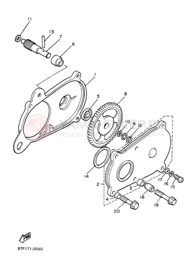 Schemat "przeniesienie napędu" do Yamaha BRAVO LT BR250TA