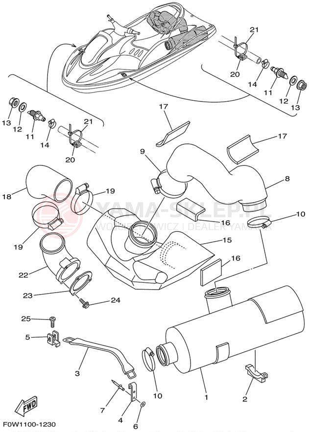 Schemat "Wydech końcowy" do Yamaha GP800R GP800AZ