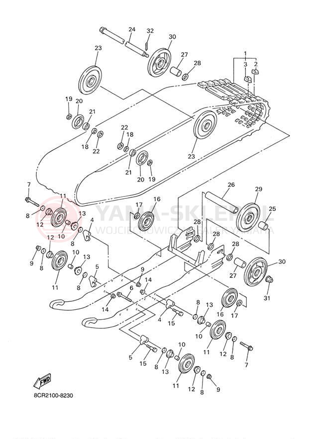 Schemat "Zawieszenie gąsiennicy" do Yamaha VENTURE 500 VT500D/VX500DXD
