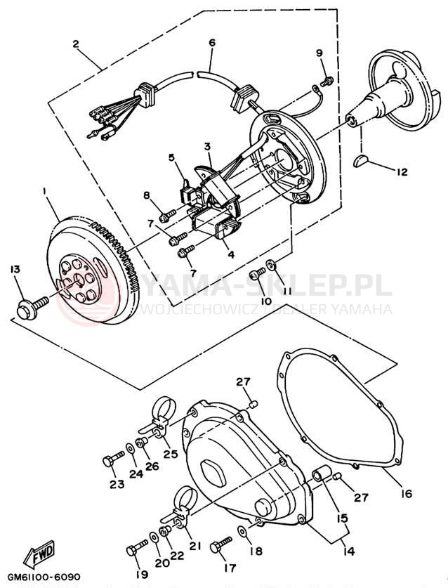 Schemat "prądnica" do Yamaha SUPER JET SJ700AX