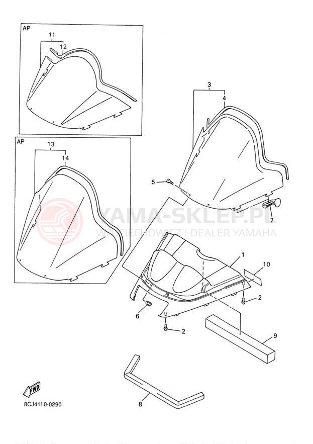 Schemat "Szyba" do Yamaha VMAX 500 VX500D