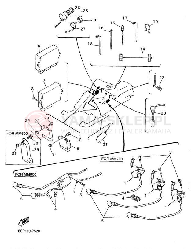 Schemat "układ elektryczny" do Yamaha MOUNTAIN MAX 700 MM700A/MM600A