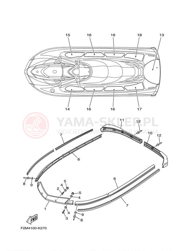 Schemat "GUNWALE - MAT" do Yamaha VXS VX1800M