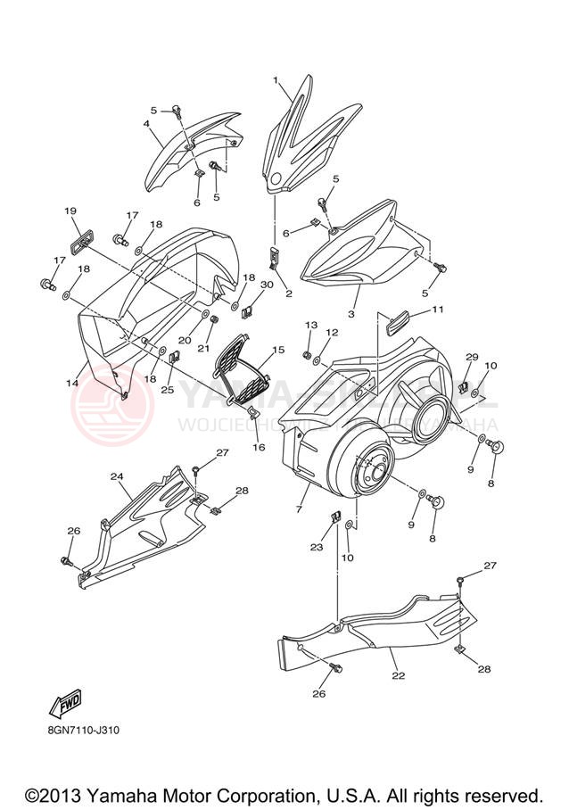 Schemat "Osłony" do Yamaha PHAZER RTX PZ50RTZO/PZ50RTZB