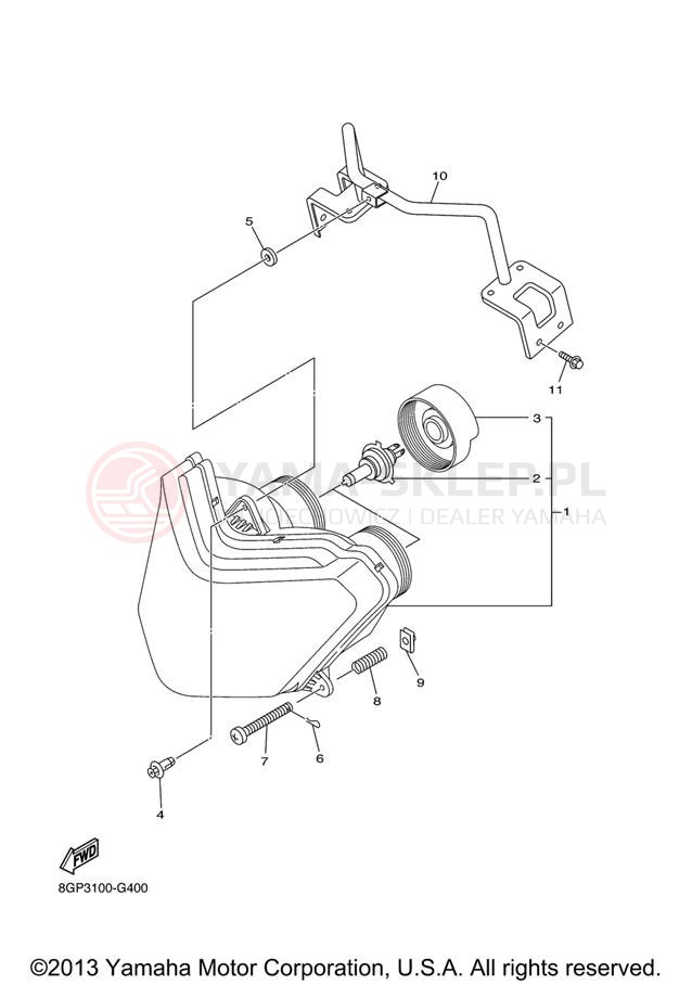 Schemat "Lampa przód" do Yamaha PHAZER MTX PZ50MTXL/PZ50MTXW