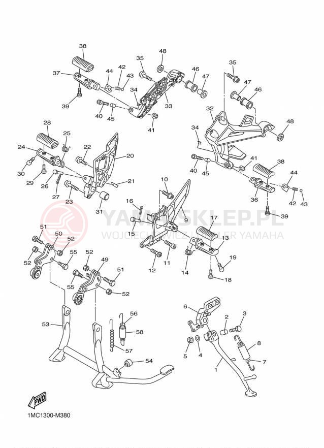 Schemat "Stopka postojowa i podnóżki" do Yamaha FJR1300ES FJR13ESFC/FJR13ESF