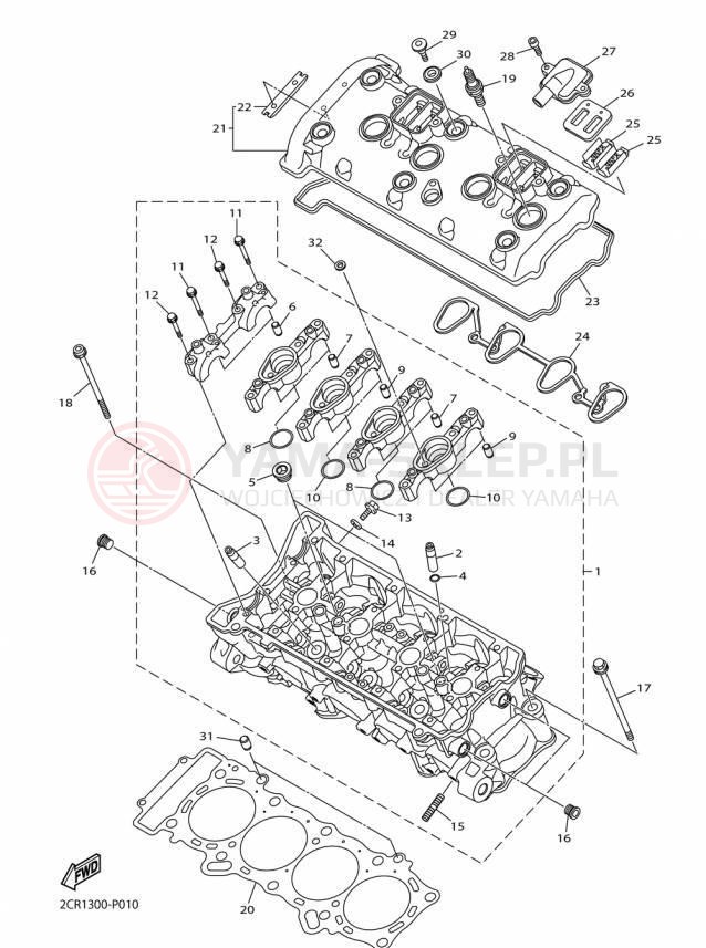 Schemat "głowica" do Yamaha YZFR1M YZFR1MF/YZFR1MFC