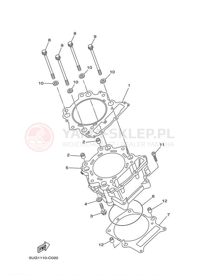 Schemat "cylinder" do Yamaha RHINO HUNTER YXR660FAHT