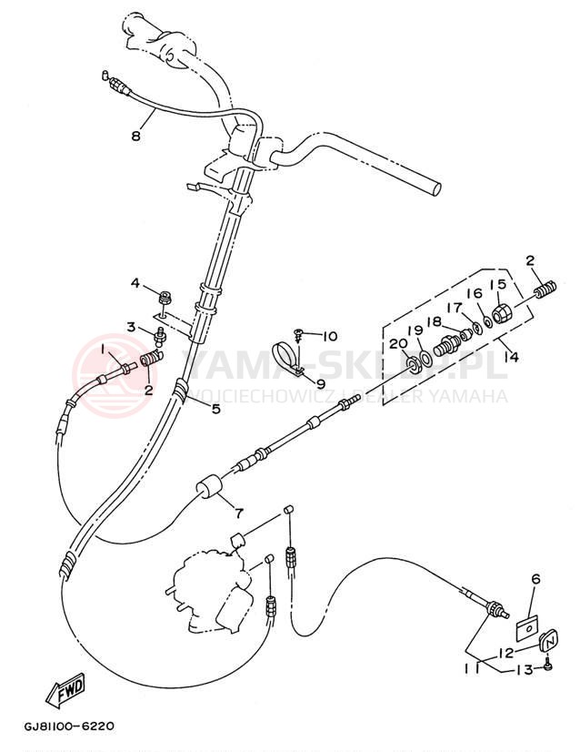 Schemat "Układ chlodzenia" do Yamaha WAVE RAIDER 700 RA700BU