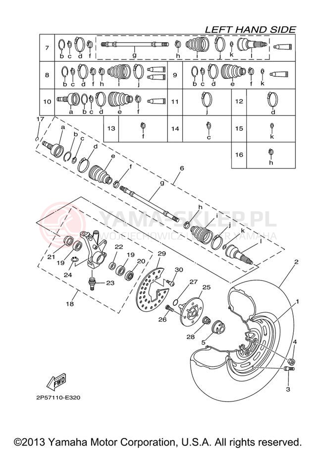 Schemat "Koło przód" do Yamaha RHINO 450 HUNTER YXR45FHX
