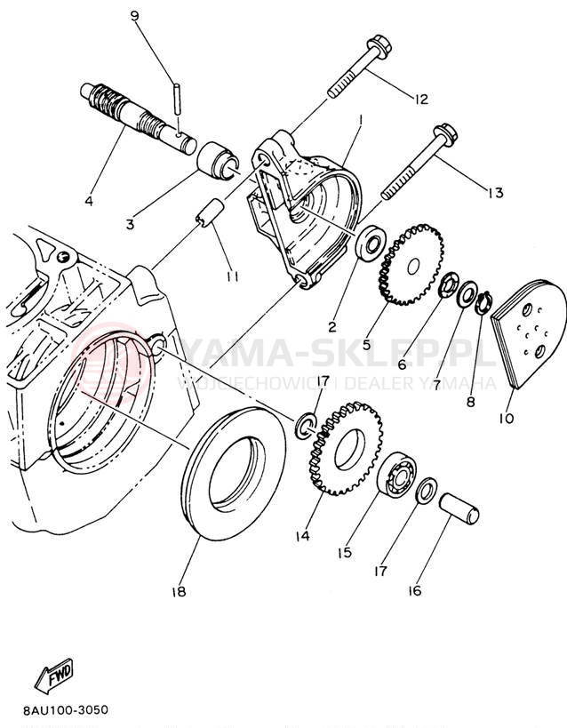 Schemat "przeniesienie napędu" do Yamaha VK540 II VK540EW