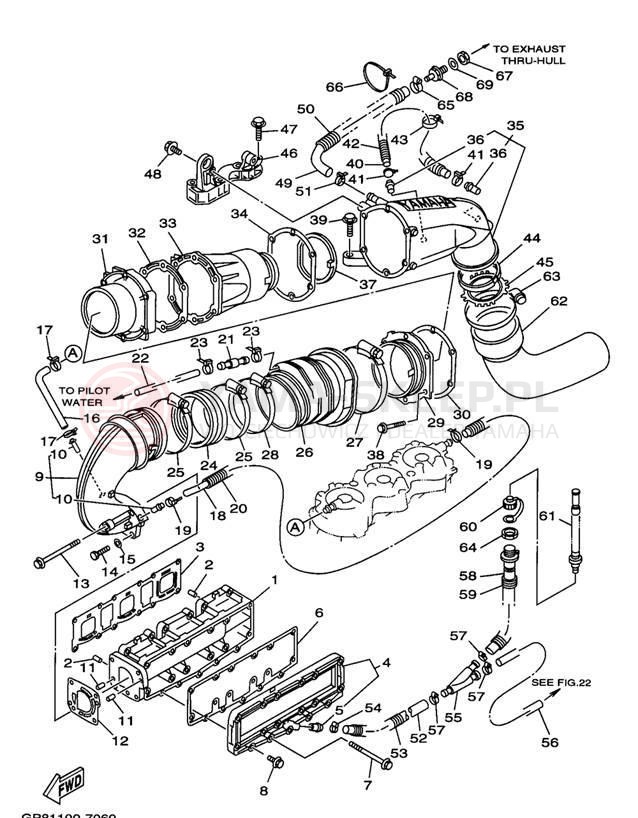 Schemat "Wydech końcowy" do Yamaha WAVE RUNNER GP1200 GP1200V