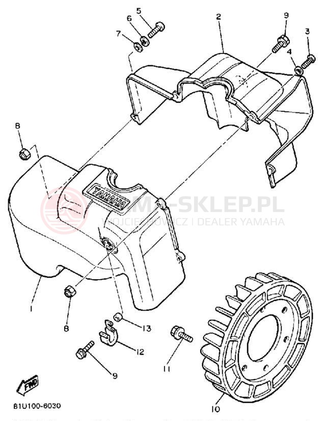 Schemat "Obudowa wentylatora" do Yamaha BRAVO T (LONG TRACK) BR250TM
