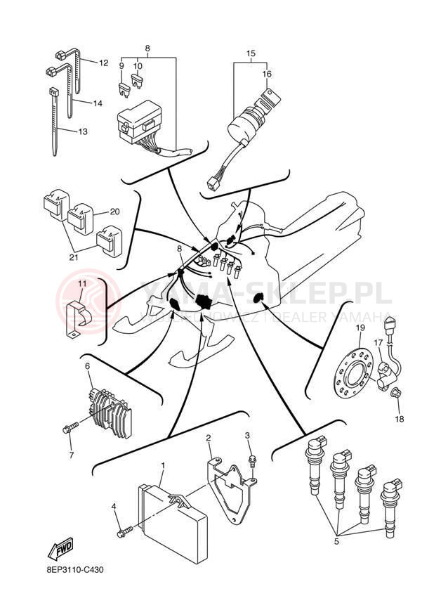 Schemat "układ elektryczny" do Yamaha RX-1 MOUNTAIN RX10MJ/RX10MSJ