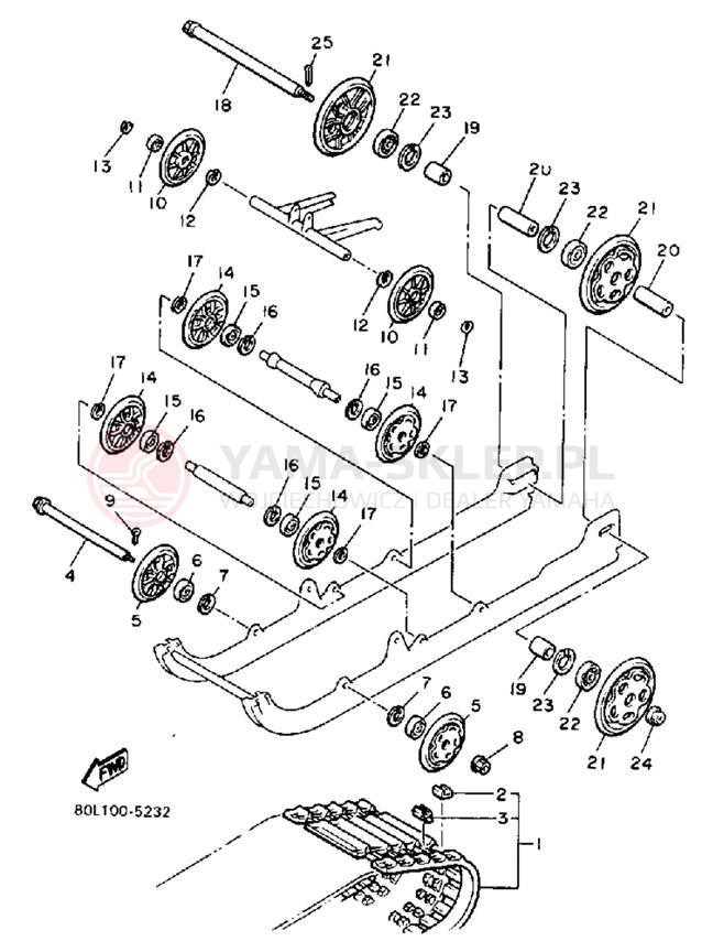 Schemat "Zawieszenie gąsiennicy" do Yamaha PHAZER PZ480L