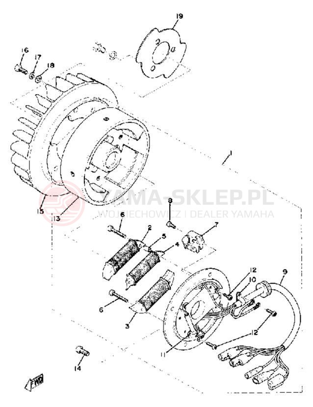 Schemat "Moduł zapłonowy - cewka" do Yamaha EX340/EX440