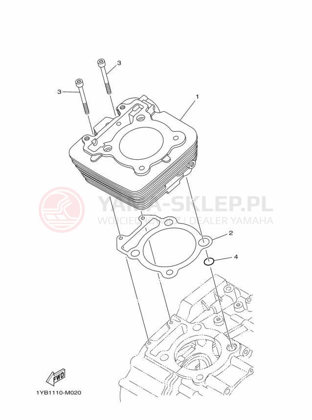 Schemat "cylinder" do Yamaha XT250 XT250F/XT250FC