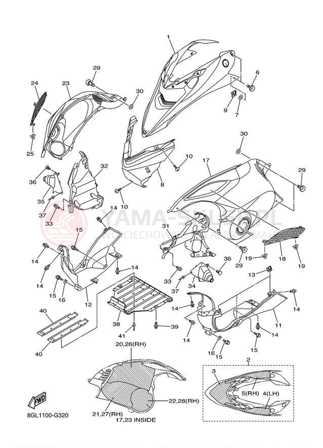 Schemat "Osłony" do Yamaha FXNYTRO XTX FX10XTYL/FX10XTYW