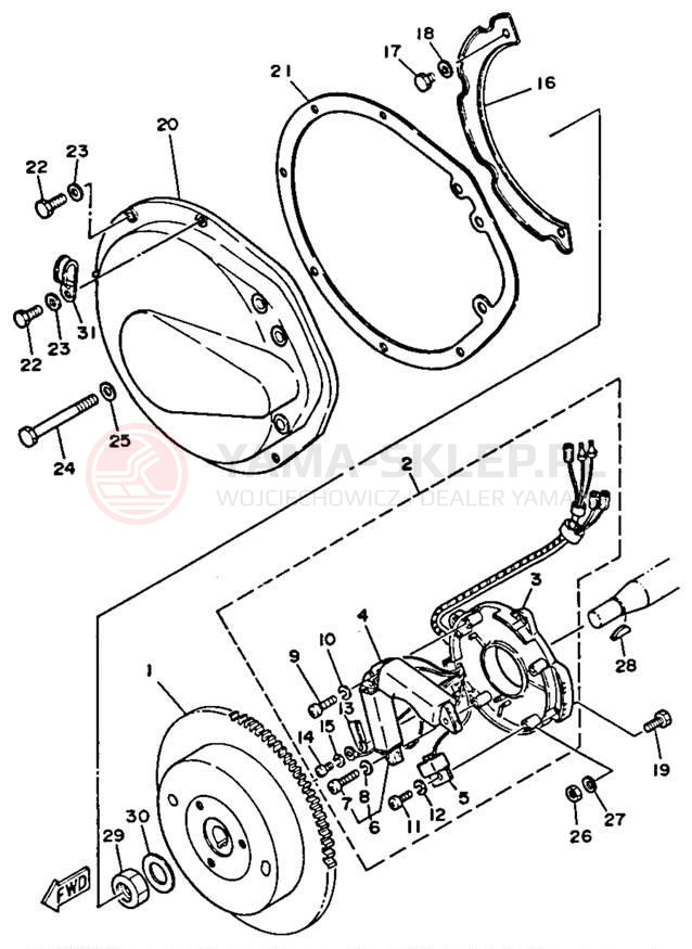 Schemat "prądnica" do Yamaha WAVE JAMMER WJ500G