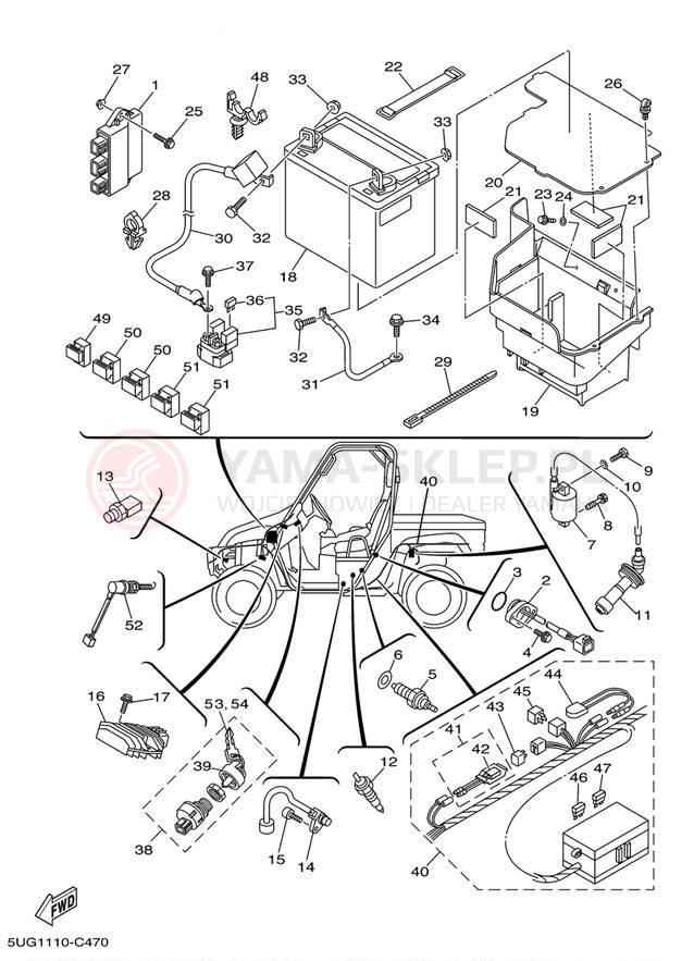 Schemat "układ elektryczny" do Yamaha RHINO 660 YXR660FAS